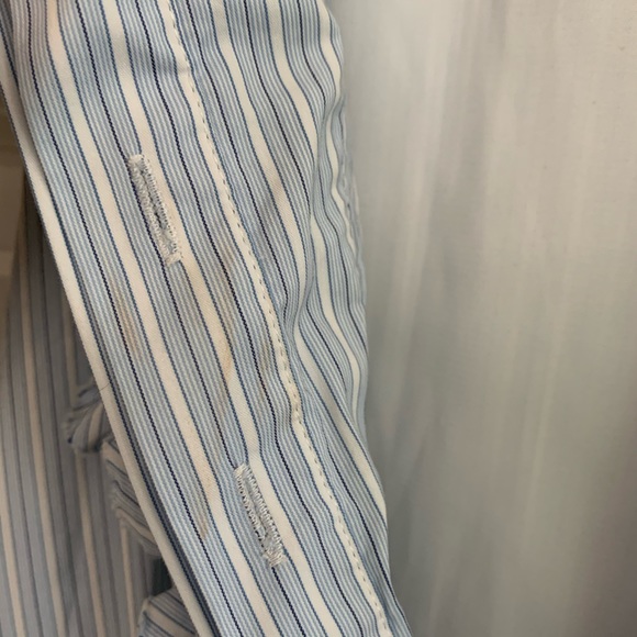 BCBGMaxAzria pinstripe cocktail dress with waist tie and pockets. - Picture 4 of 7